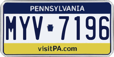 PA license plate MYV7196