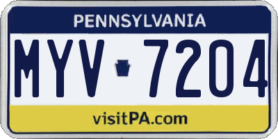 PA license plate MYV7204