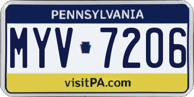 PA license plate MYV7206