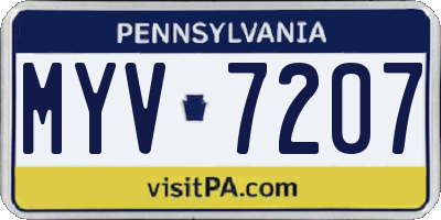 PA license plate MYV7207