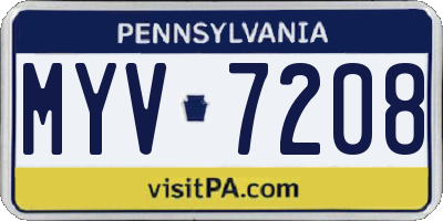 PA license plate MYV7208