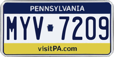 PA license plate MYV7209