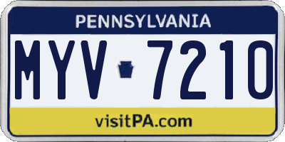 PA license plate MYV7210