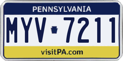 PA license plate MYV7211