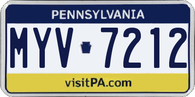 PA license plate MYV7212