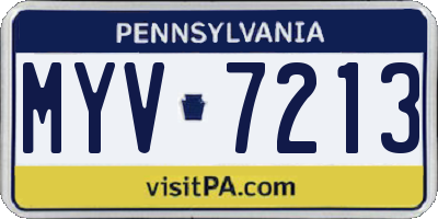 PA license plate MYV7213