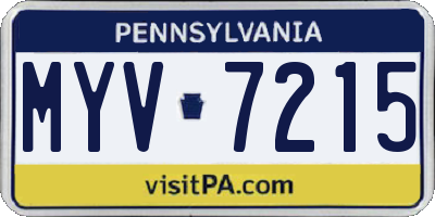 PA license plate MYV7215
