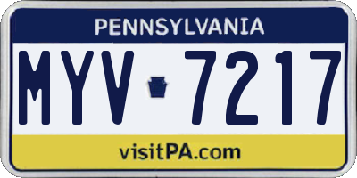 PA license plate MYV7217