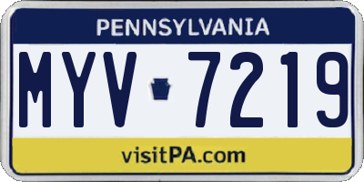 PA license plate MYV7219