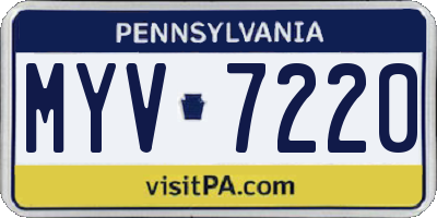 PA license plate MYV7220