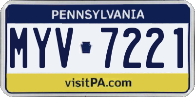 PA license plate MYV7221