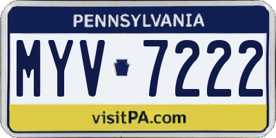 PA license plate MYV7222