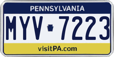 PA license plate MYV7223