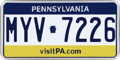 PA license plate MYV7226