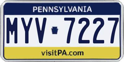 PA license plate MYV7227