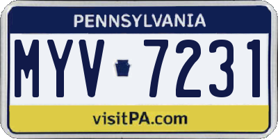 PA license plate MYV7231