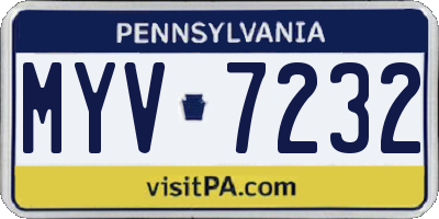 PA license plate MYV7232