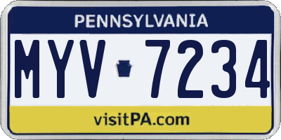 PA license plate MYV7234