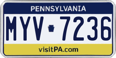 PA license plate MYV7236