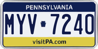PA license plate MYV7240