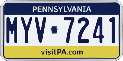 PA license plate MYV7241