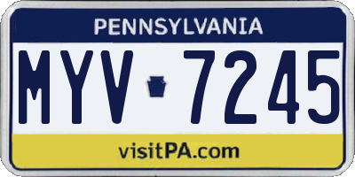 PA license plate MYV7245