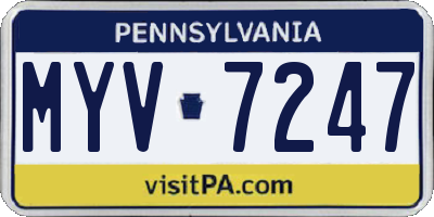 PA license plate MYV7247