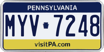 PA license plate MYV7248