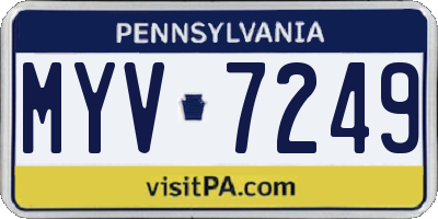 PA license plate MYV7249