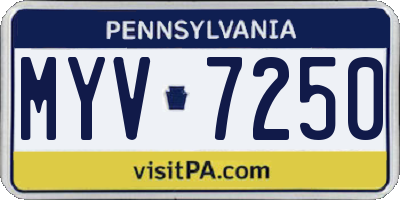 PA license plate MYV7250