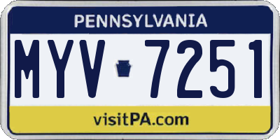 PA license plate MYV7251