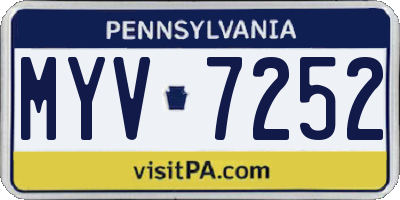 PA license plate MYV7252