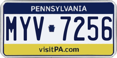 PA license plate MYV7256