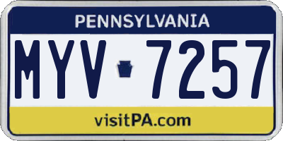 PA license plate MYV7257