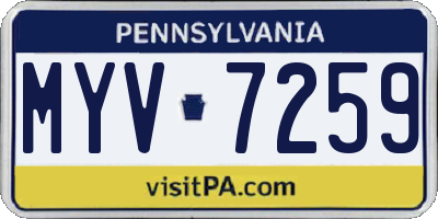 PA license plate MYV7259