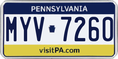 PA license plate MYV7260