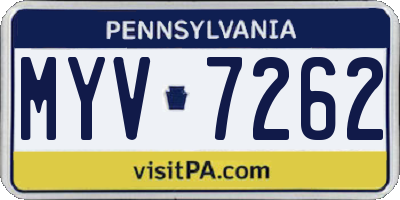 PA license plate MYV7262