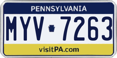 PA license plate MYV7263