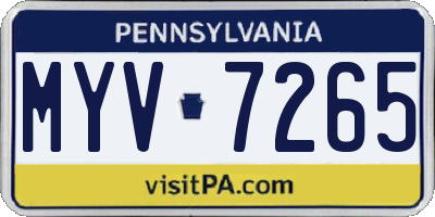 PA license plate MYV7265