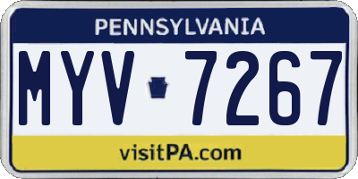 PA license plate MYV7267