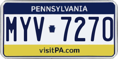 PA license plate MYV7270