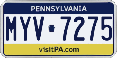 PA license plate MYV7275