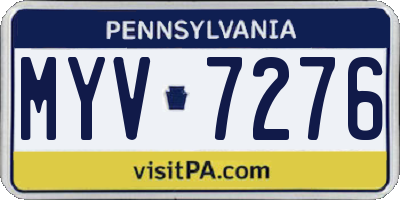 PA license plate MYV7276