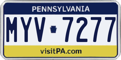 PA license plate MYV7277