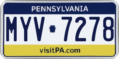 PA license plate MYV7278