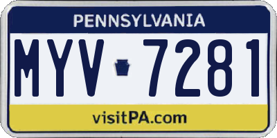 PA license plate MYV7281