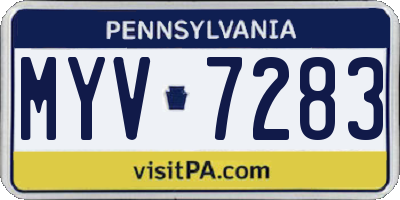 PA license plate MYV7283
