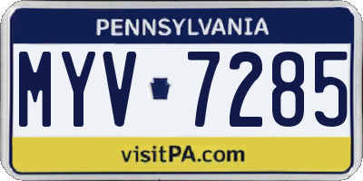 PA license plate MYV7285