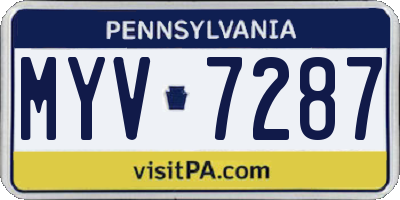 PA license plate MYV7287