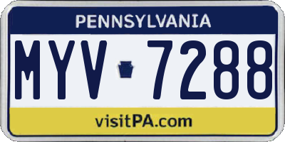 PA license plate MYV7288
